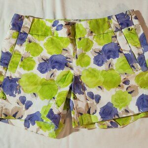 J. Crew shorts sz 2 floral lime blue beige EUC